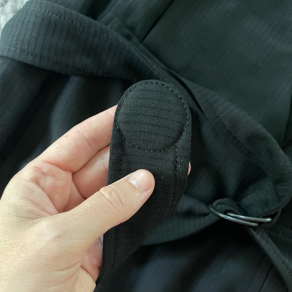 NWT AKRIS Punto black wool belted sleeveless faux wrap front dress size 8 - Picture 7 of 15